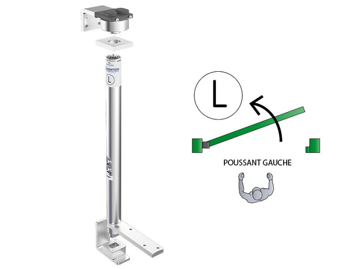 Kits pivots ferme-porte pour porte 200 kg – à visser – poussant gauche