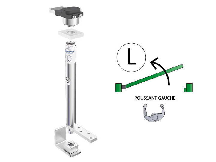 Kits pivots ferme-porte pour portillon 85 kg – à souder – poussant gauche