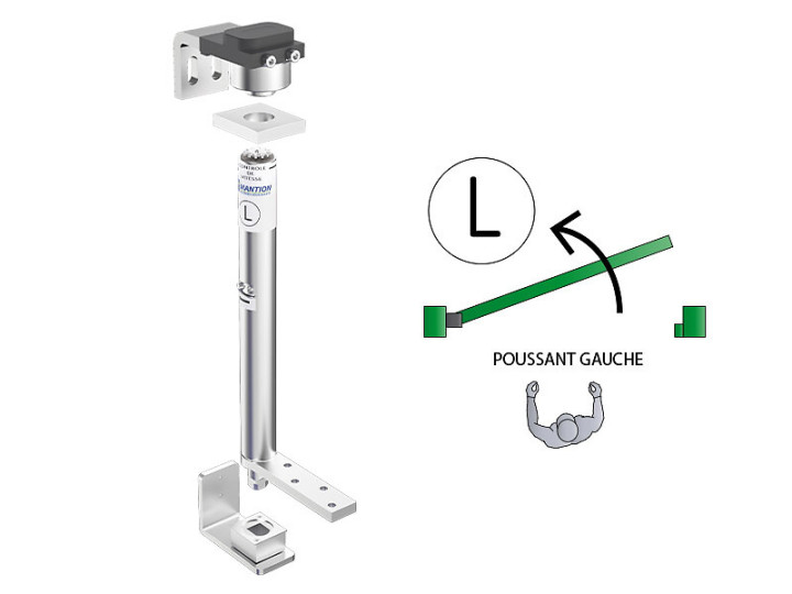 Kits pivots ferme-porte pour portillon 85 kg – à visser – poussant gauche
