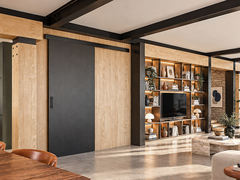 SAF®-BLACK - Système coulissant droit pour portes en bois
